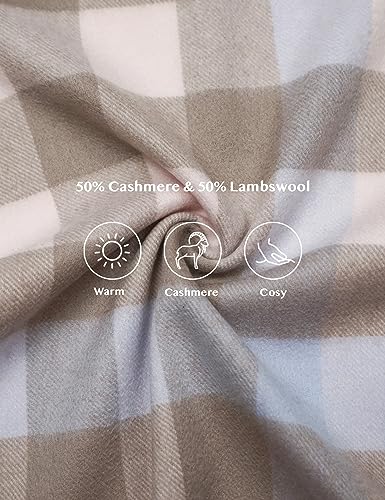 100% Cashmere Scarf with Gift envelope - Plaid Check Tartan Warm Soft Scarf, Gift for Women and Men2