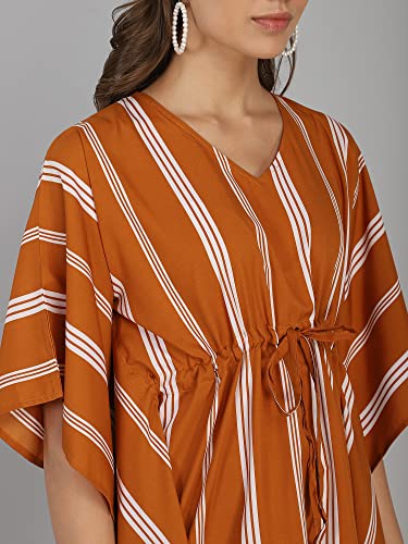 Image of SEREIN Women's Kaftan Dress (Kaftan Dress with Adjustable Waist String & v-Neck)