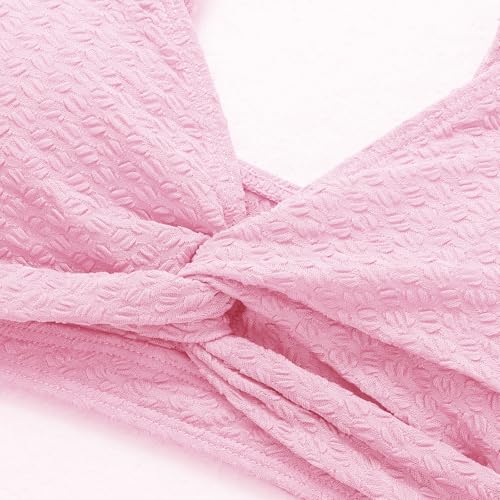 Girls Swimsuit Solid Bathing Suit 2 Piece Twist Cross Adjustable Straps Soft Lining Bikini for Teen Girls with Chest Pad4
