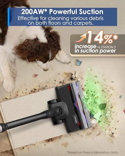 Image of Tineco Pure ONE Station 5 Pro Cordless Vacuum, Automatic Dust Collection, Full-Path Self-Cleaning, ZeroTangle Brush, Up to 100 Minutes Runtime, Stick Vacuum Cleaner for Pet Hair, Carpet & Hard Floor