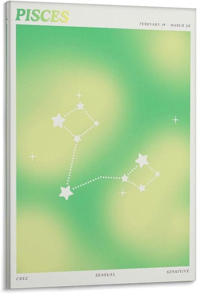 Constellation Celestial Zodiac Astrology Poster Pisces Picture Print Canvas Poster Wall Paint Art Posters Decor Modern Home Artworks 08x12inch(20x30cm)