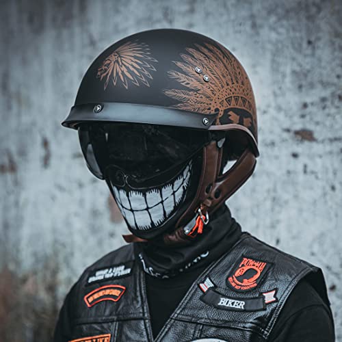 Vcoros F-07 Motorcycle Half Face Helmet Sun Visor Quick Release Buckle Dot Approved Adult Helmets For Men Women (Chiefs Crown,M #TOP2