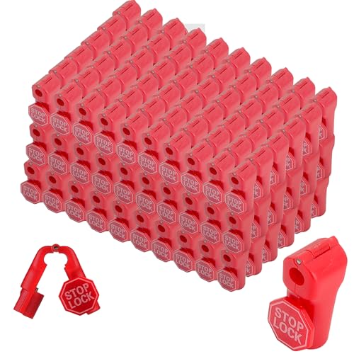 KEJJNYER 200 Pcs Peg Hook Stop Lock 6mm, Red Display Hook Lock Plastic Retail Peg Hook Security Locks Peg Pegboard Hook Stopper Locks