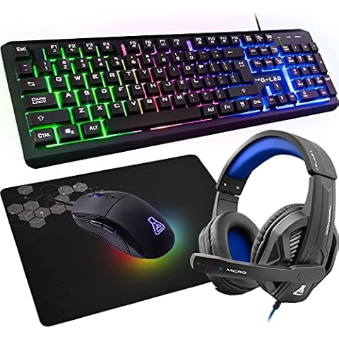 THE G-LAB Combo Selenium - 4 in 1 Gaming Set - Backlit US QWERTY Gaming Keyboard, 3200 DPI Gaming Mouse, Headset Gaming, Non-Slip Mouse Pad - Gamer Pack Compatible with PC/PS4/PS5/Xbox One/Series X Cover