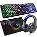THE G-LAB Combo Selenium Pack de Jeu 4 en 1 – Clavier Gamer Italien rétroéclairé, Souris Gamer 3200 DPI, Casque de Jeu, Tapis de Souris antidérapant – Compatible avec PC/PS4/PS5/Xbox One