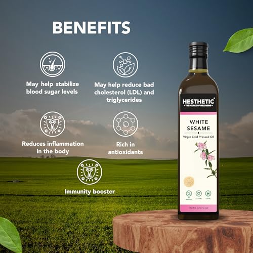 Hesthetic - Edible Cold Pressed White Sesame Seed (Gingelly) Oil | 500ml | Til Ka Tel | Rich in Healthy Fats, Ideal for Cooking, Frying & Salad... - Image 4
