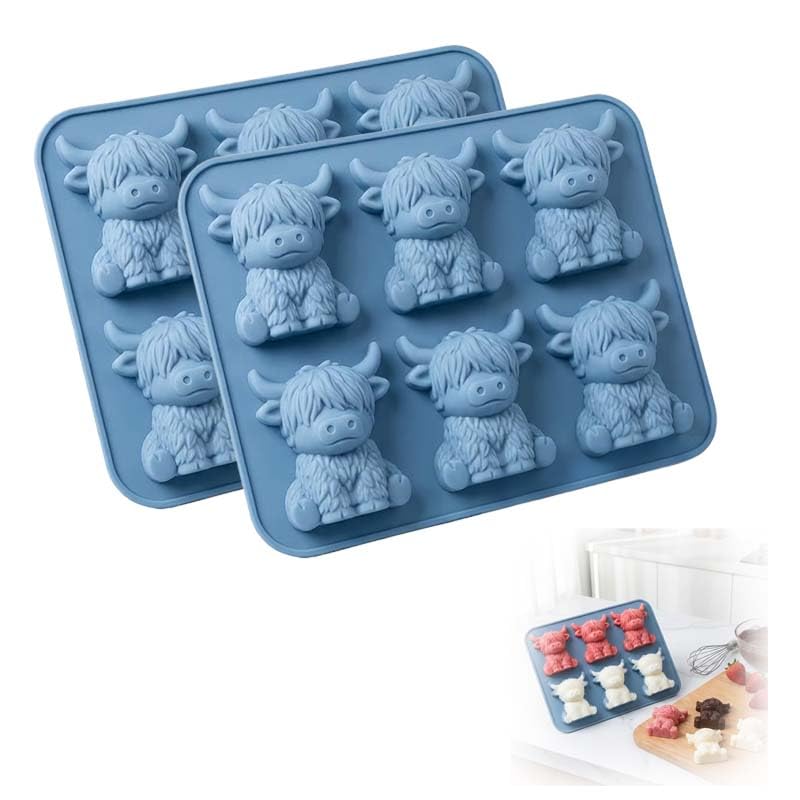 Molde de hielo 3D vaca Highland de silicona miniatura 1