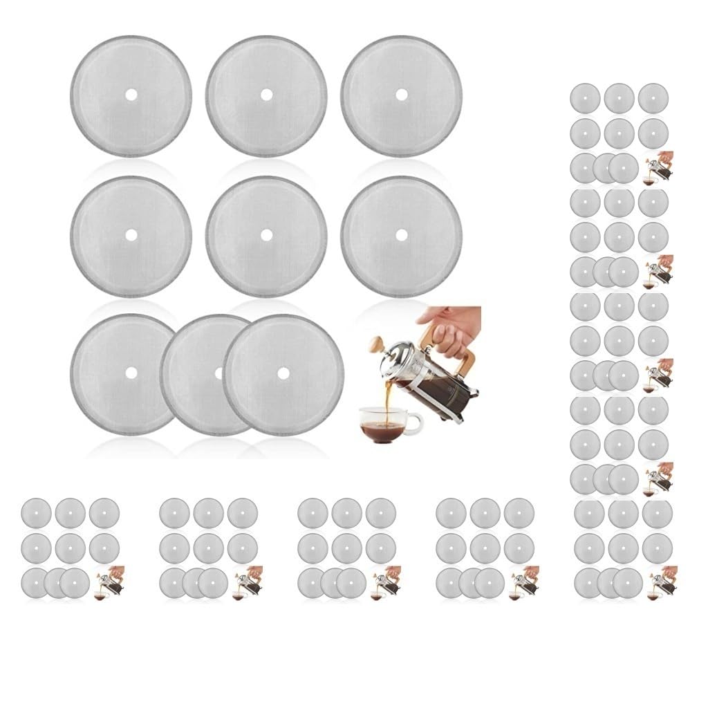 Juego de 10 filtros de café de acero inoxidable, reutilizables, desmontables, de repuesto, filtros para teteras, hogar, cocina, fiesta, juego de 10 unidades