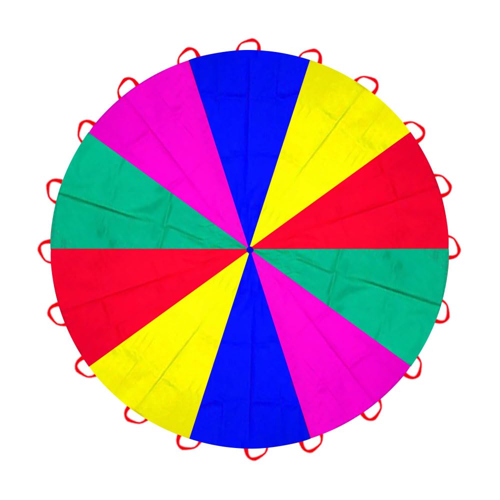 6.5ft/10ft/12ft/13ft/16.4ft/20ft Rainbow Parachute for Outdoor Party Games, Kids Play Parachute Group Cooperative Team Game Toys, Family Get-Together Entertainment