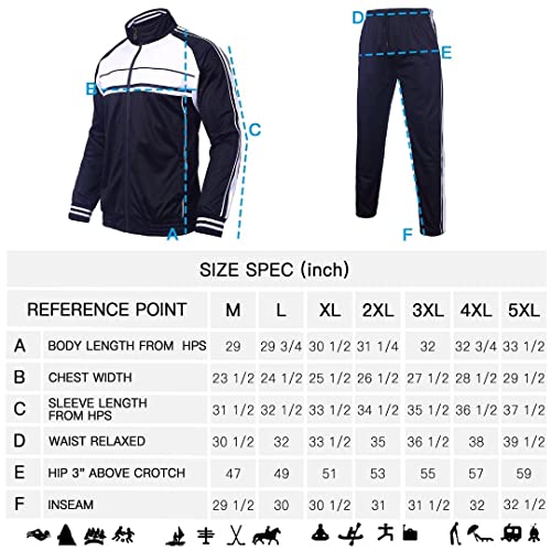 Megub Mens Tracksuit Set White Side Striped Sweat Suit 2 Pieces Classic Outfit Active Outdoor For Young Men Team Trainning Running Hiking Sportswear Wear (Navy Blue,Xl) #TOP5