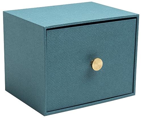 Exacompta 78603E Schubladen-Fotobox Office By Me mit 4 Trennblättern für die Ablage von A6 Karten oder Fotos 11x15cm oder 10x15cm mit dunkelblauem Papier mit Textileffekt
