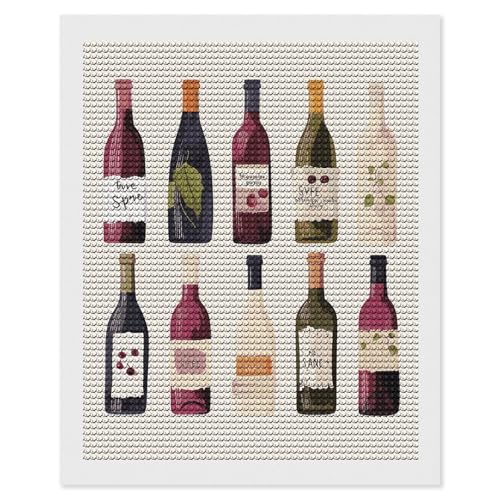 Cadeau relaxant peinture diamant bouteille de vin mignonne pour débutant et adulte