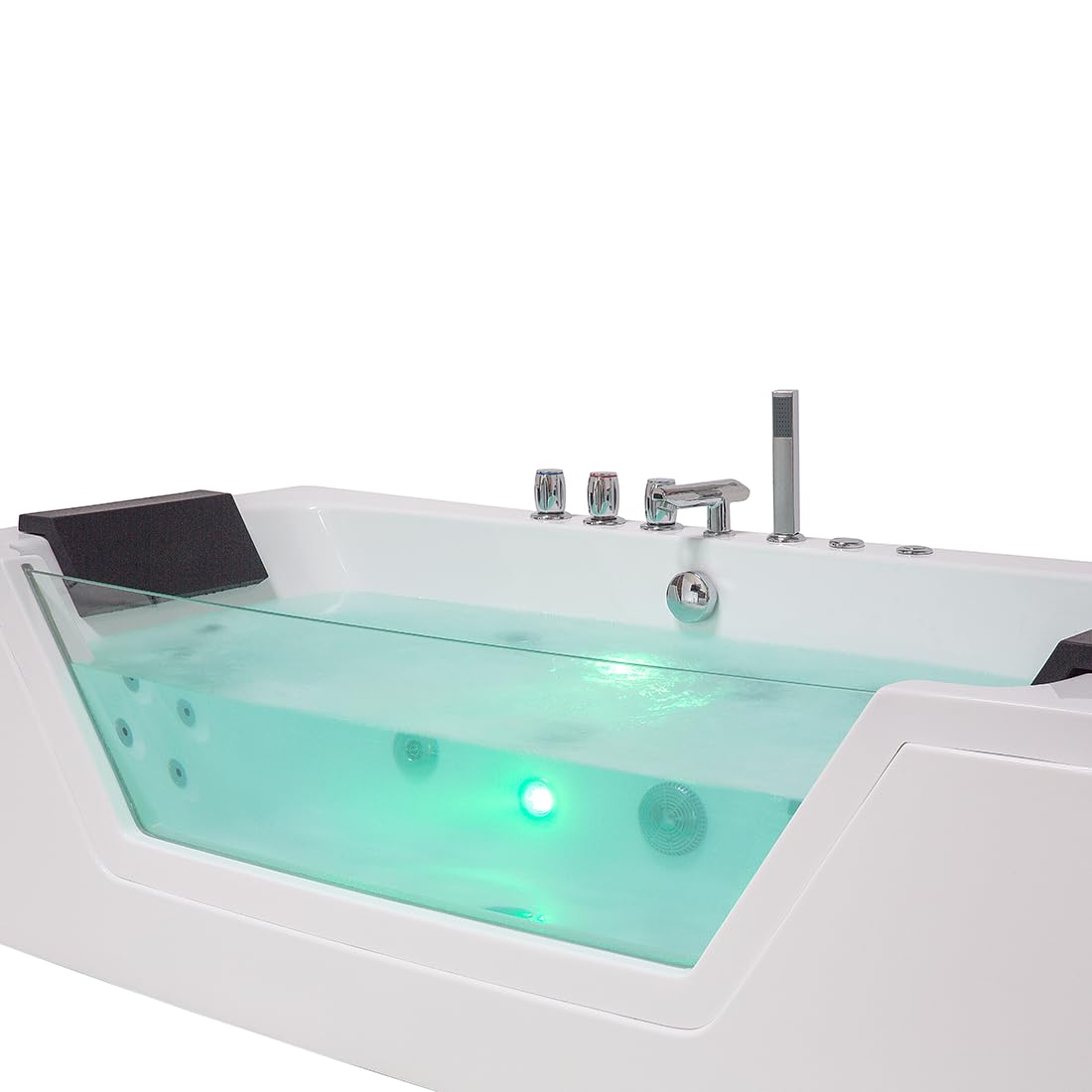Bañera de hidromasaje blanco plata con LED de acrílico sanitario y vidrio individual 174 x 79 cm Samana