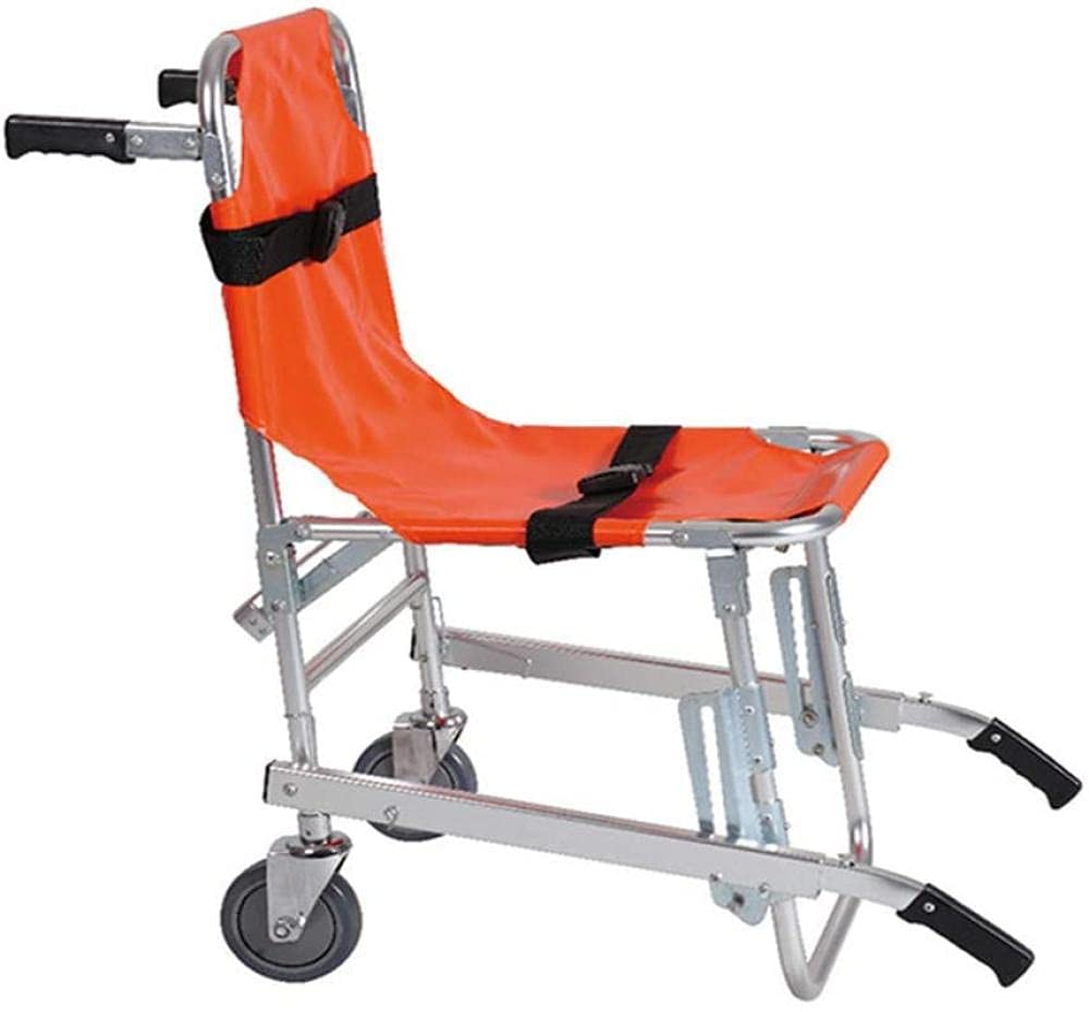 Chaise d'escalier légère en aluminium avec boucles à dégagement rapide – Ascenseur médical pour évacuer les pompiers ambulanciers, couleur orange
