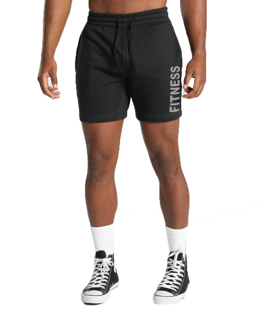 hotfits Men's Black Training Rest Day Cotton Regular Shorts-picture-20