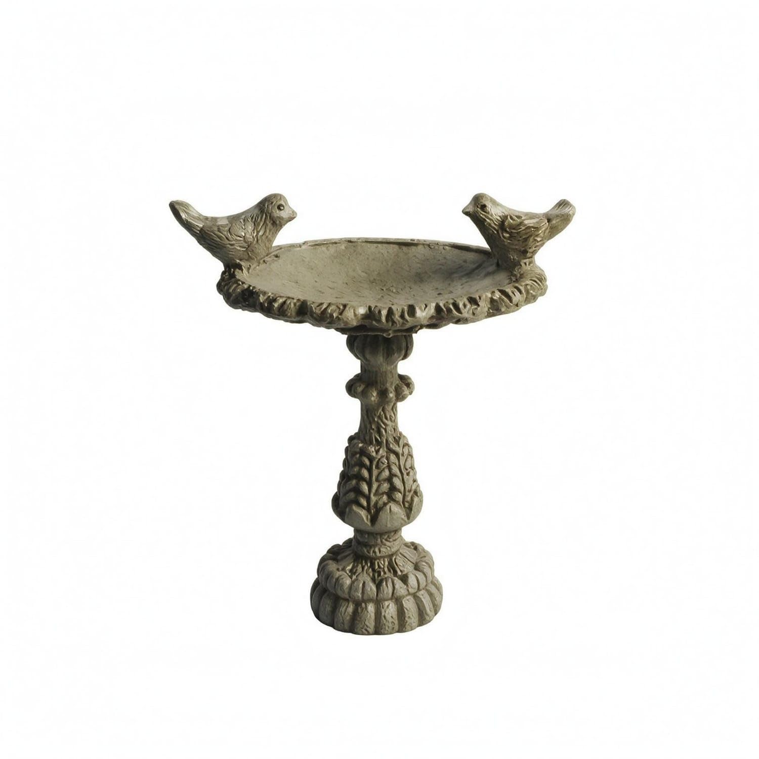 Ojiva® Pedestal Base Miniature Birdbath Feeder Stone-Look Resin Birdbath Ornament Carved Surface Bird Figurine Feeder Decorative for Garden, Courtyard, Indoor Display, Mini Double Bird-image-22