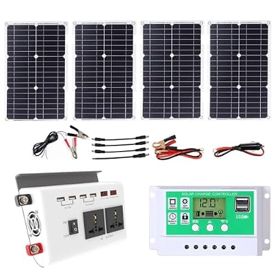 100W Solar Panel Kit with 4000W 12V to 220V/110V Inverter and 50A Charge Controller, Solar Inverter Kit, Off-Grid Solar Power System for Home Backup Or Outdoor Use