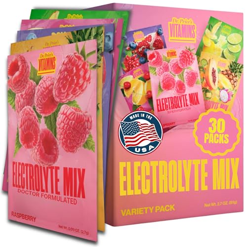 Image of Dr. Price's Vitamins Electrolytes Powder Packets, Variety Pack, 30 Pack | Sugar Free Hydration, Electrolyte Mix, Sodium, Potassium & 72+ Trace Minerals, Keto Friendly, Made in USA, Doctor-Formulated