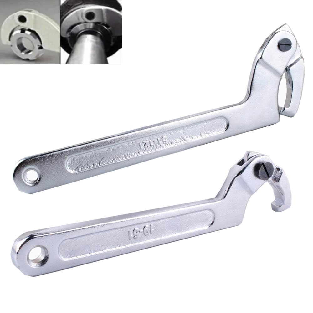 Poweka C Adjustable Hook Wrench, 3/4-2" (19-51mm), 2-4 3/4" (51-121mm) Set of Wrenches for Tightening Collars, Locknuts and Side Nuts in Bearings