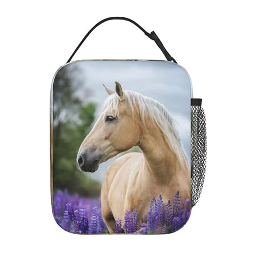 Guonai White Horse Reusable Lunch Box For Men Women Children Lunch Bag Insulated Handbag For Travel Work Picnic #TOP2