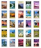 US STATE TRAVEL POSTERS Set of 50 postcards. United States vintage style poster post cards variety pack. Made in USA.