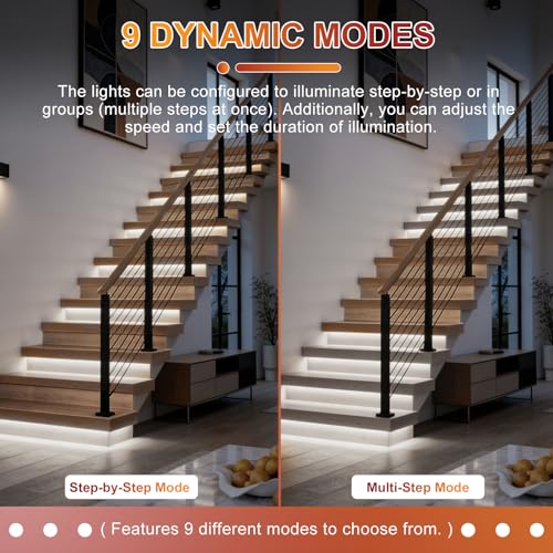 Image of Smart Motion Sensor Stair Lights,16 Step COB Strip Kit with App Remote