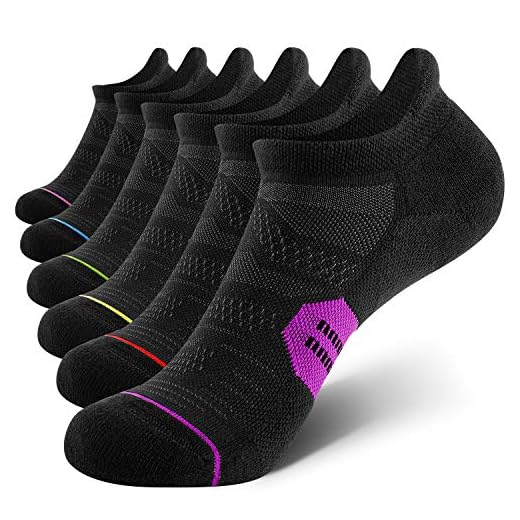 CelerSport 6 Pack Women's Ankle Running Socks Cushioned Low Cut Tab Athletic Socks, Black Mixed, Medium