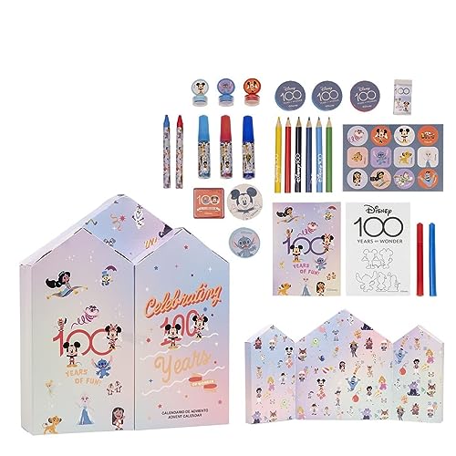 Disney Advent Calendar - 24 Surprises Before Christmas - Stationery, Markers and Stickers - With Case Included - Original Product Designed in Spain