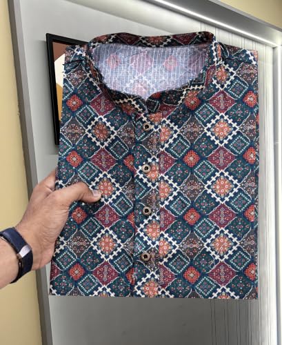 Image of FOXDX Men's Traditional Cotton Floral Printed Only Kurta