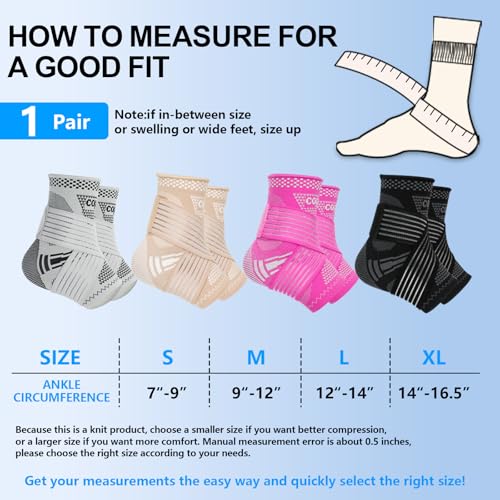 Image of DRNAIETY Copper Ankle Brace for Men & Women - 1 Pair Adjustable Ankle Support Compression Sleeve for Plantar Fasciitis, Achilles Tendonitis, Foot Pain, Swelling, Sprains - Everyday Use (Black, Small)
