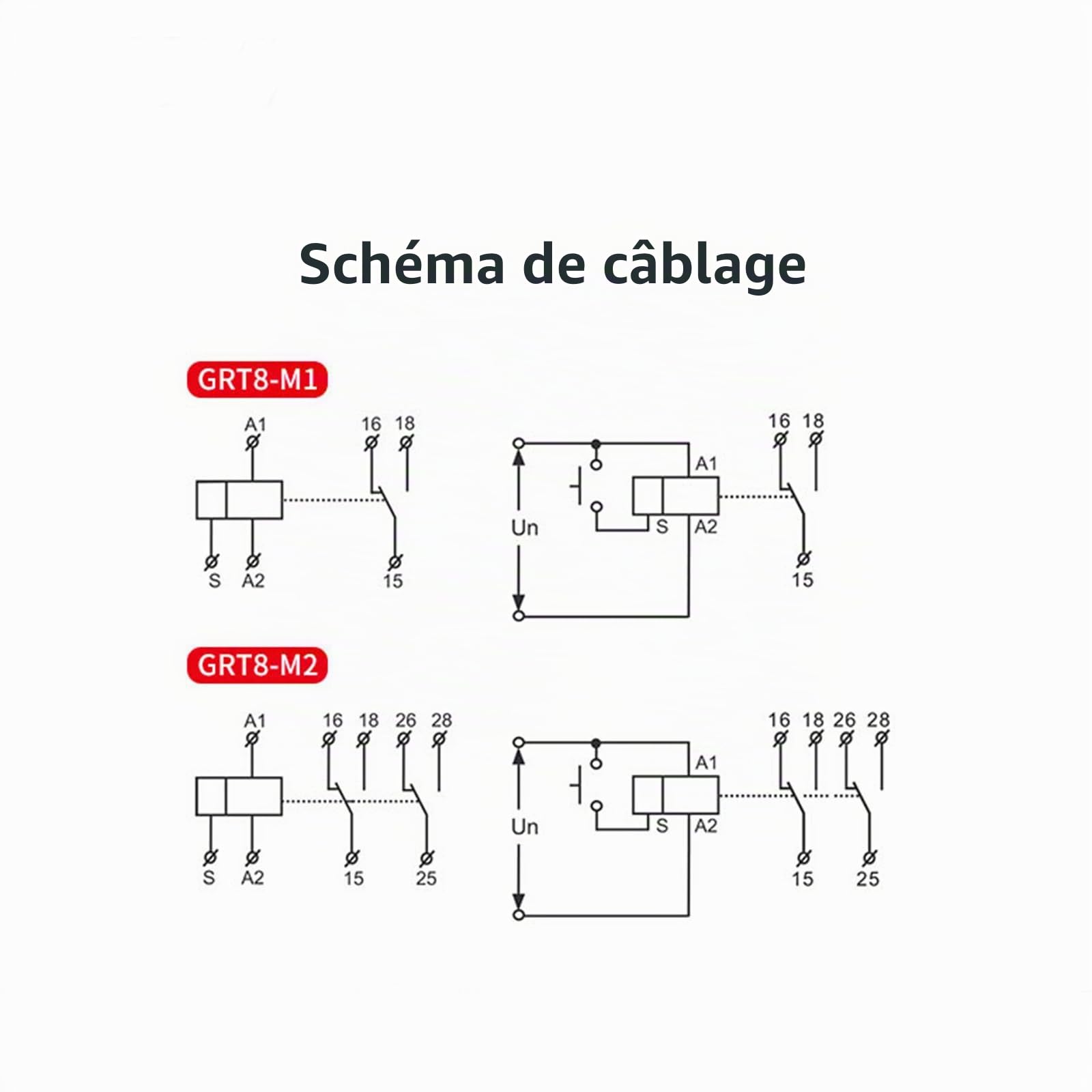 GEYA 16A Relais temporisé multifonction 10 Fonction AC/DC12V-240V 2SPDTs Relais temporisé de contrôle(GRT8-M2,AC/DC12V-240V)