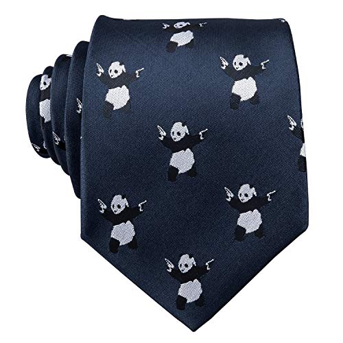 Image of Barry.Wang Silk Ties for Men Fun Necktie and Tie Clip Set for Wedding Party Business Formal Extra Long