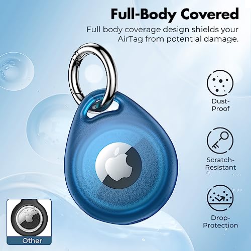 Image of UNBREAKcable AirTag Holder, [4-Pack] IPX8 Waterproof AirTag Keyring Cover Case for Apple AirTag, Full-Body Covered AirTag Holder for Pet Collar, Keys, Bags