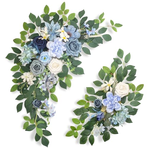 BMQDSM Pack of 2 Artificial Flowers for Backdrop Decoration, Wedding Arch Flowers,Reception Welcome Sign, Eucalyptus Garland, Suited to Aisle Decor and Wedding Arches(Blue)