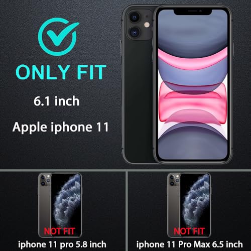YKHJKLEC for iphone 11 Case, Military Grade 3 in 1 Heavy Duty Shockproof/Drop Proof/Dust Proof Case with 2Pcs Tempered Glass Screen Protector (Black/Grey)