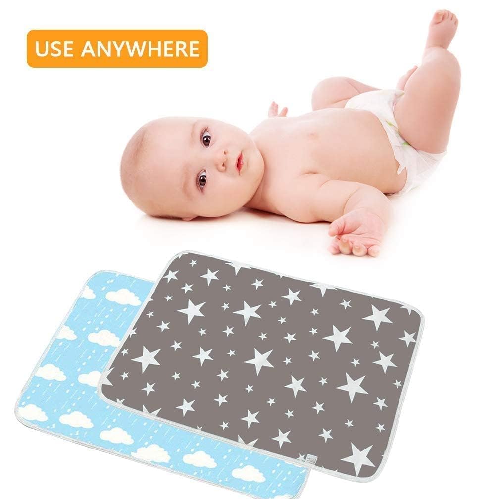 Wasserdichte Baby-Wickelunterlage, multifunktional, für Mädchen, Jungen, Neugeborene, 100 % auslaufsichere Damenbinden für Zuhause und Outdoor, Reisen, Premium-Einlagen, 50 x 70 cm, Grau und Blau