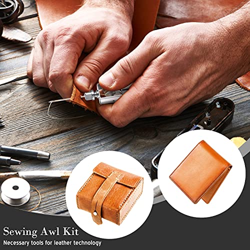 20 Pieces Sewing Awl Kit Portable Leather Stitching Repair Stitch Tool Including Speedy Sewing Awl, Thimble, Screwdriver, Wrench, Needles, Tape Measure, Yarn Scissors For Leather Fabric Supplies #TOP5