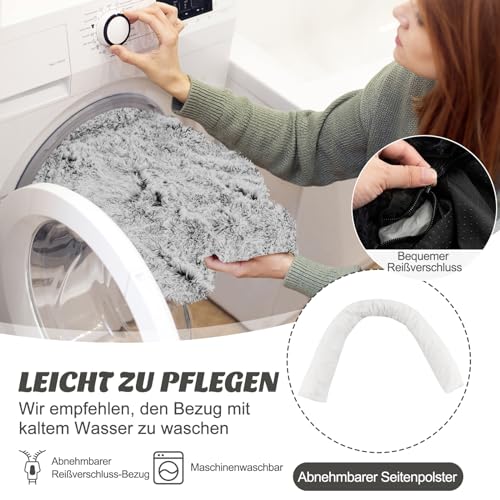 COSTWAY Hundebett flauschig, Sofaschutz Hund, Hundedecke für Sofa, Hundekissen waschbar, Plüschbett für kleine & mittelgroße & große Hunde Katzen, Hundematte aus Plüsch, 112 x 101 x 18 cm, Grau-weiß