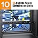 10 Outlet Rack Mount Power Strips with Individual Switch,1U Rack Mount PDU Power Strip for Network Server Racks - Surge Protection - 110V/15A - 6ft Power Cord