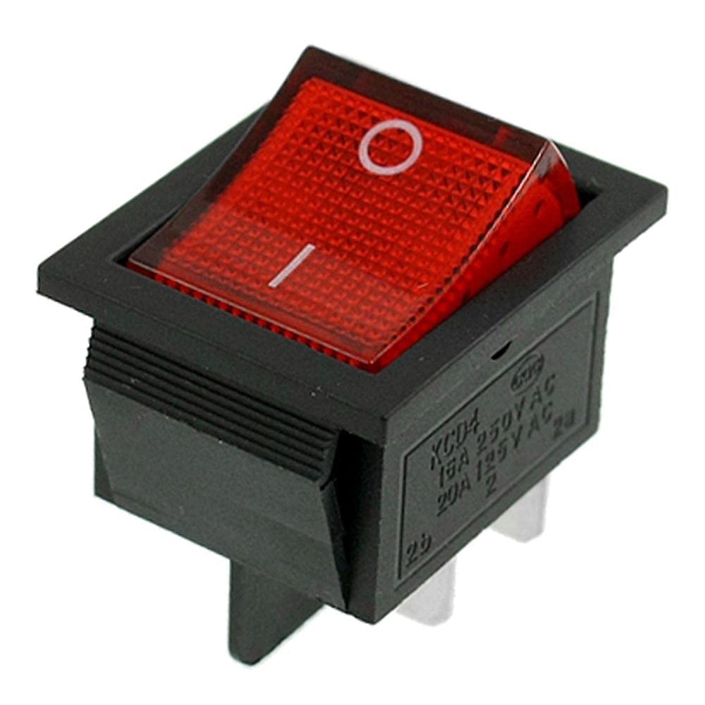 Interrupteur à bascule DPST 16A marche arrêt rouge 30x21mm