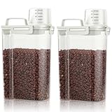 TBMax Small Dog Cat Food Storage Containers 2 Pack, Travel-Friendly Pet Food Container with Spout & Measuring Cup, Kid-Friendly Pet Feeding Dispenser, Portable Dog Treat Bird Seed Container -Beige