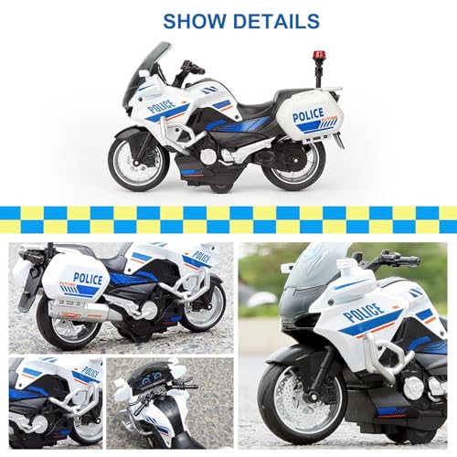 Image of FEXXA Police Motorcycle Toy - Pull Back Motorcycle Toys, Tiny Gift with Music Lighting, Latte Motorcycles Toy for Kids Boys Age 3-8 Year Old [NEW] (Future Bike-Police)