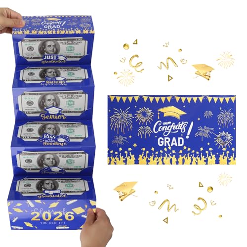 Graduation Money Holder with 6 Slots, Surprise Grad Gift Cash Envelopes, Grad Cash Holder College...