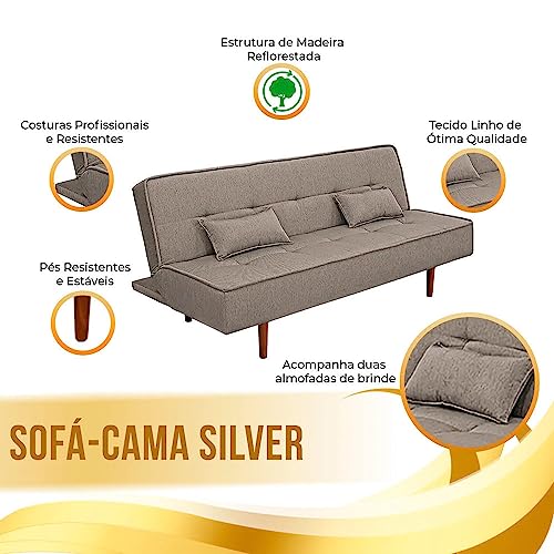 Sofá Cama Silver Linho Carvalho 1,92 - Speciale Home