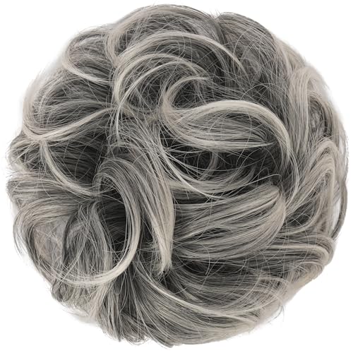 image for FESHFEN Messy Bun Hair Piece - Elastic Wavy Curly Hair Bun Scrunchies 