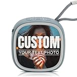 Personalised Bluetooth Speaker with Photo or Text, Portable Wireless Speaker with TWS, FM Radio, Support TF Card and USB, Small Mini Speaker for Home Travel Camping, Customised Photo Gifts (Gray)