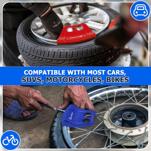 Image of 4 Rim Protectors for Tire Changing, Wheel Rim Guard Kit, Blue & Red