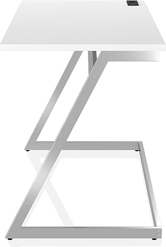 Miniatura 5 de 247 Shop at Home Andree Escritorio industrial de metal con puerto USB, toma de corriente para estación de trabajo, oficina en casa, sala de estudio,