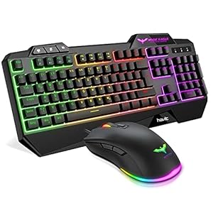 havit Gaming Tastatur und Maus Set, Gaming Tastatur mit LED Hintergrundbeleuchtung QWERTZ (DE-Layout), Wired Gaming Maus mit 4800 DPI und 6 programmierbare Tasten (Schwarz)