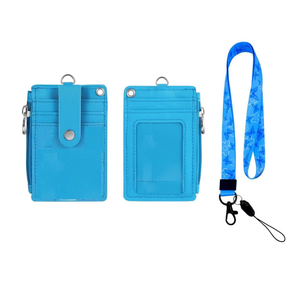 eather Badge Holder with Removable Lanyard, Card Holder, ID Card Holder, Credit Card Holder Wallet